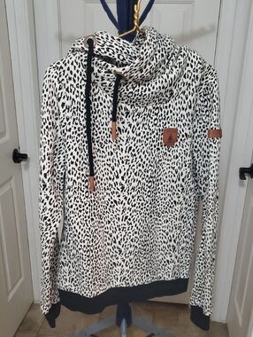 Wanakome Black & White Leopard Cowl Neck Sweater